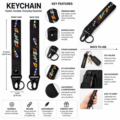 Leh Ladakh motorcycle keychain 8 x 1 inch features premium fabric metal clip and key ring