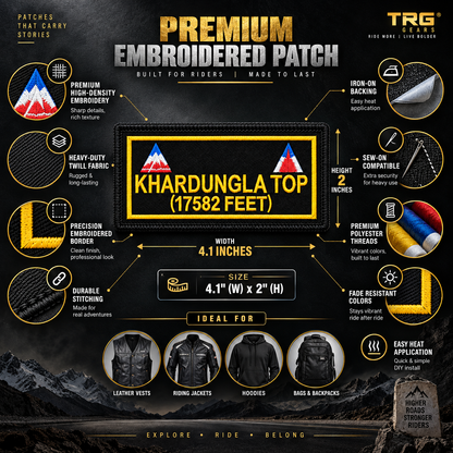 Khardungla Top (17582 Feet) Expedition Embroidered Patch – 4 × 2 Inches