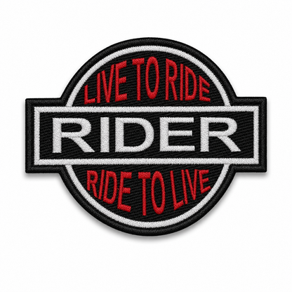 Live to Ride Rider Ride to Live Embroidered Biker Patch – 3.5 × 2.6 Inch Iron-On & Sew-On