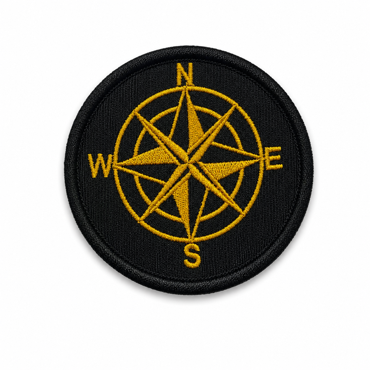 Compass Design Embroidered Biker Patch – 3 × 3 Inch Iron-On & Sew-On