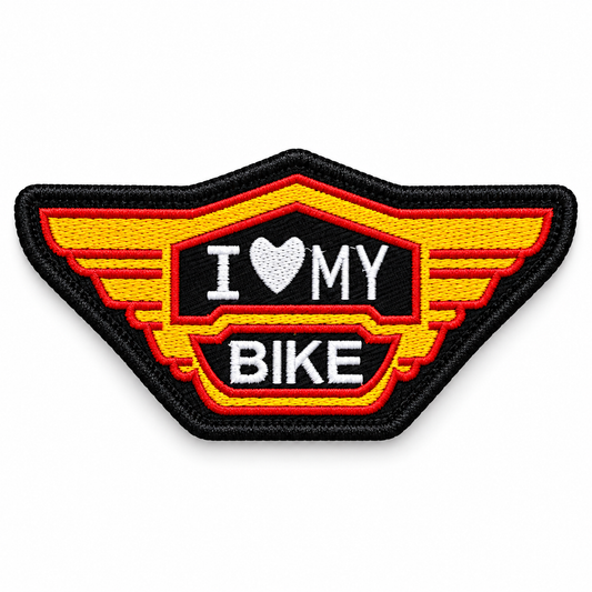 I Love My Bike Premium Embroidered Biker Patch | Iron-On & Sew-On | 2 × 4 Inches