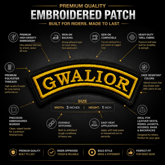Gwalior State Embroidered Front Patch – 3 × 1 Inch Iron-On & Sew-On Patch
