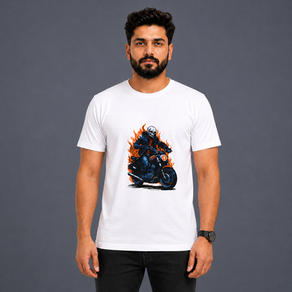 Ghost Rider Fire Caught Bike Biker T-shirt