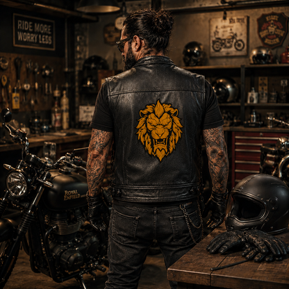 Lion Golden Back Patch Premium Embroidered Patch | Iron-On & Sew-On | 9.8 × 12 Inches