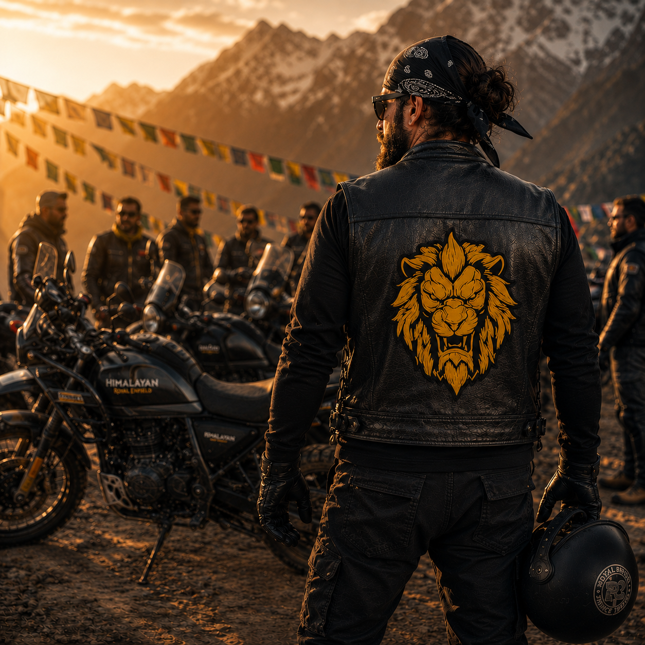 Lion Golden Back Patch Premium Embroidered Patch | Iron-On & Sew-On | 9.8 × 12 Inches