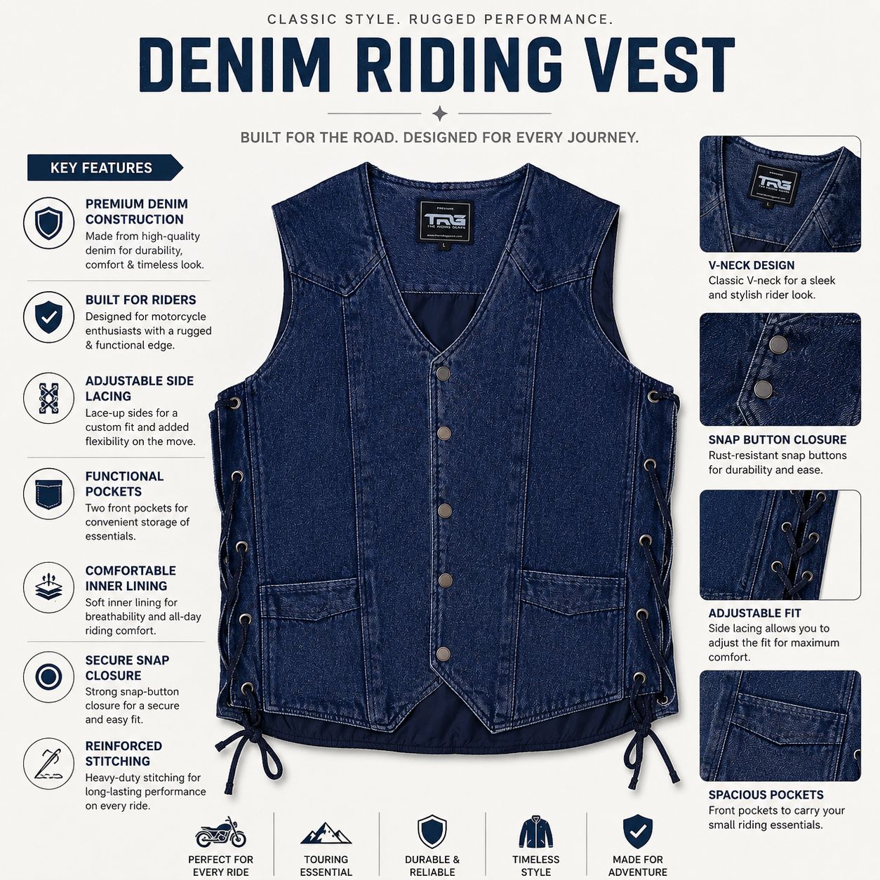 Trg09  Denim Riding Vest