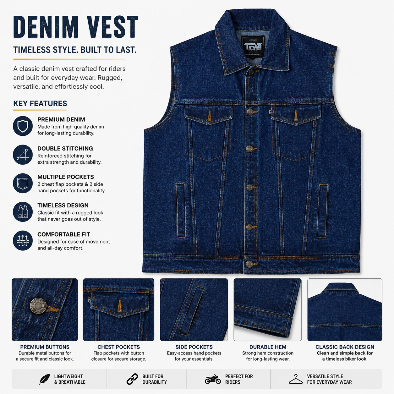 Trg010  Denim  vest