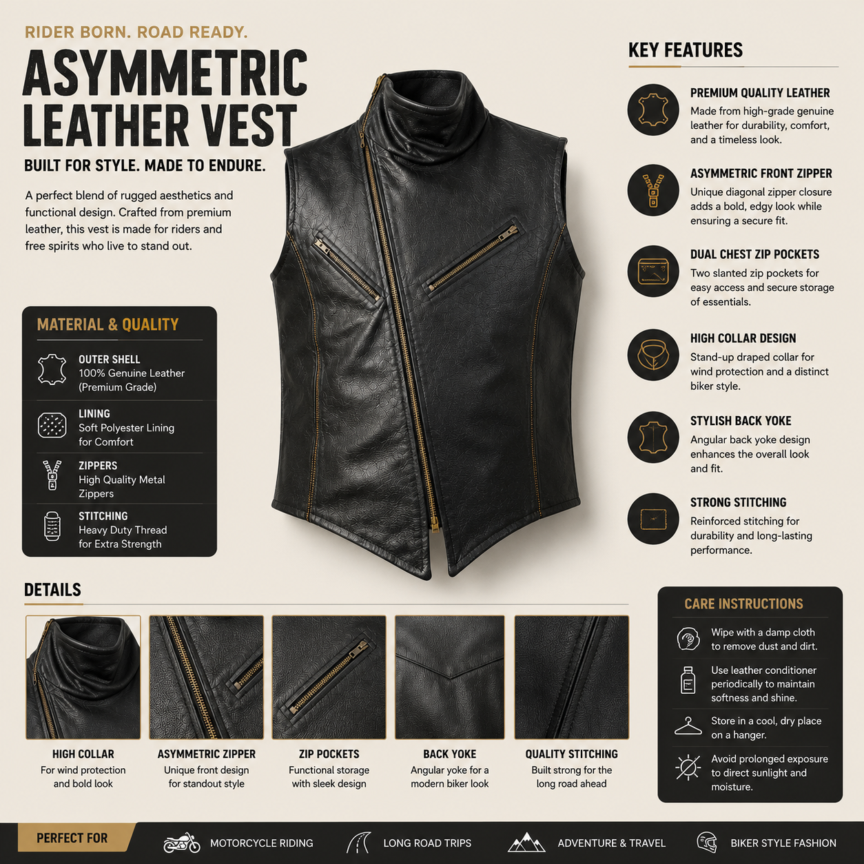 Trg021 Iron Edge Leather Vest