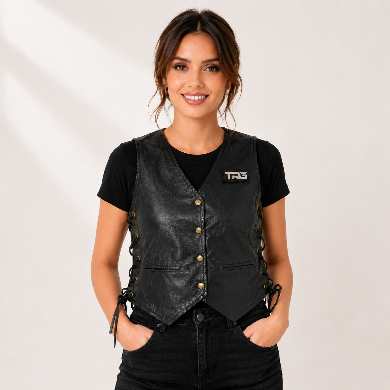 Trg016 Leather Riding Vest Ladies