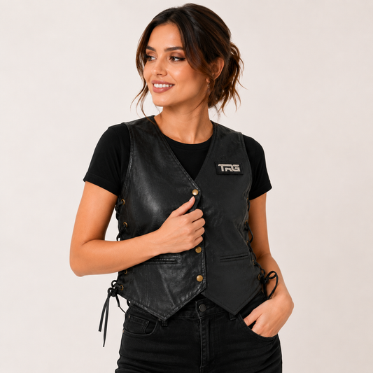 TRG016 Leather Ladies Motorcycle Riding Vest – Premium Biker Vest