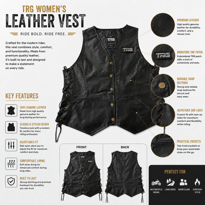 Trg016 Leather Riding Vest Ladies