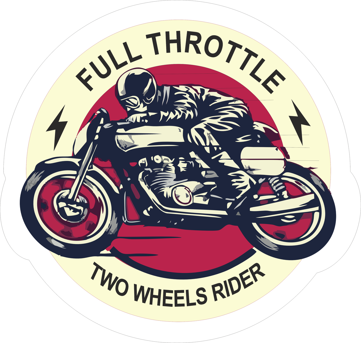 Full Throttle Sticker 2.3 × 2.5 Inches – Motorcycle Rider Sticker
