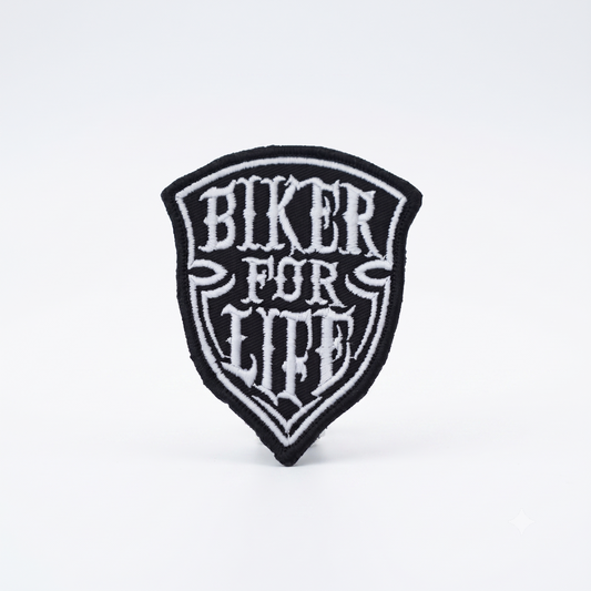 Biker For Life Premium Embroidered Biker Patch | Iron-On & Sew-On | 2.7 × 3.4 Inches