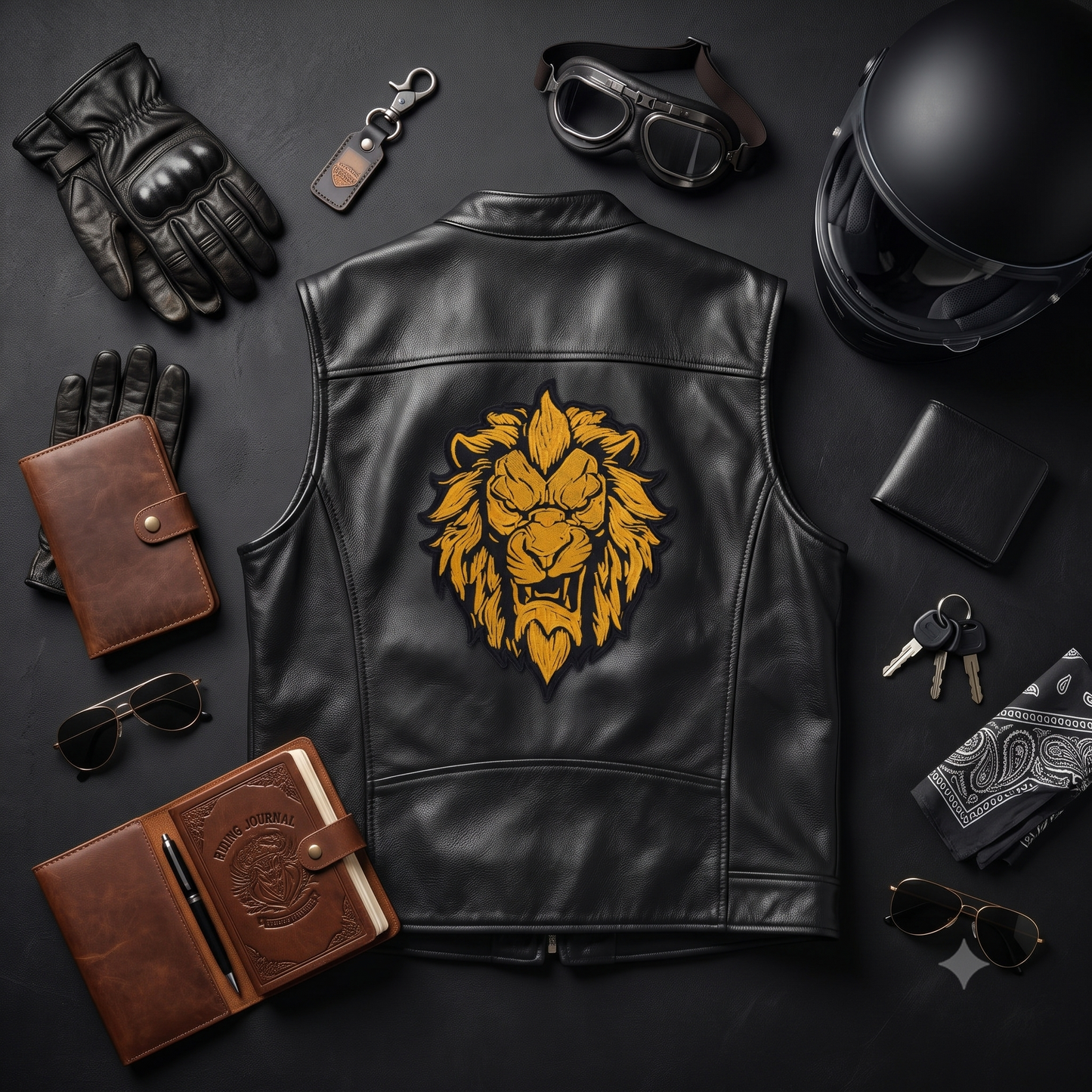 Lion Golden Back Patch Premium Embroidered Patch | Iron-On & Sew-On | 9.8 × 12 Inches