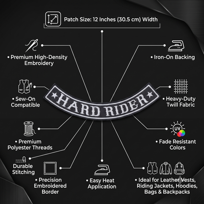 Hard Rider Back Patch Embroidered 12 inches