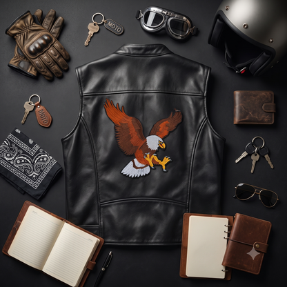 Eagle Back Premium Embroidered Biker Patch | Iron-On & Sew-On | 12.5 × 10.5 Inches