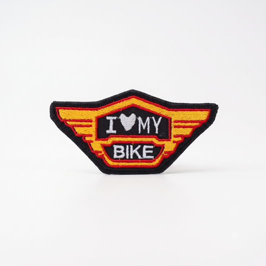 I Love My Bike Premium Embroidered Biker Patch | Iron-On & Sew-On | 2 × 4 Inches