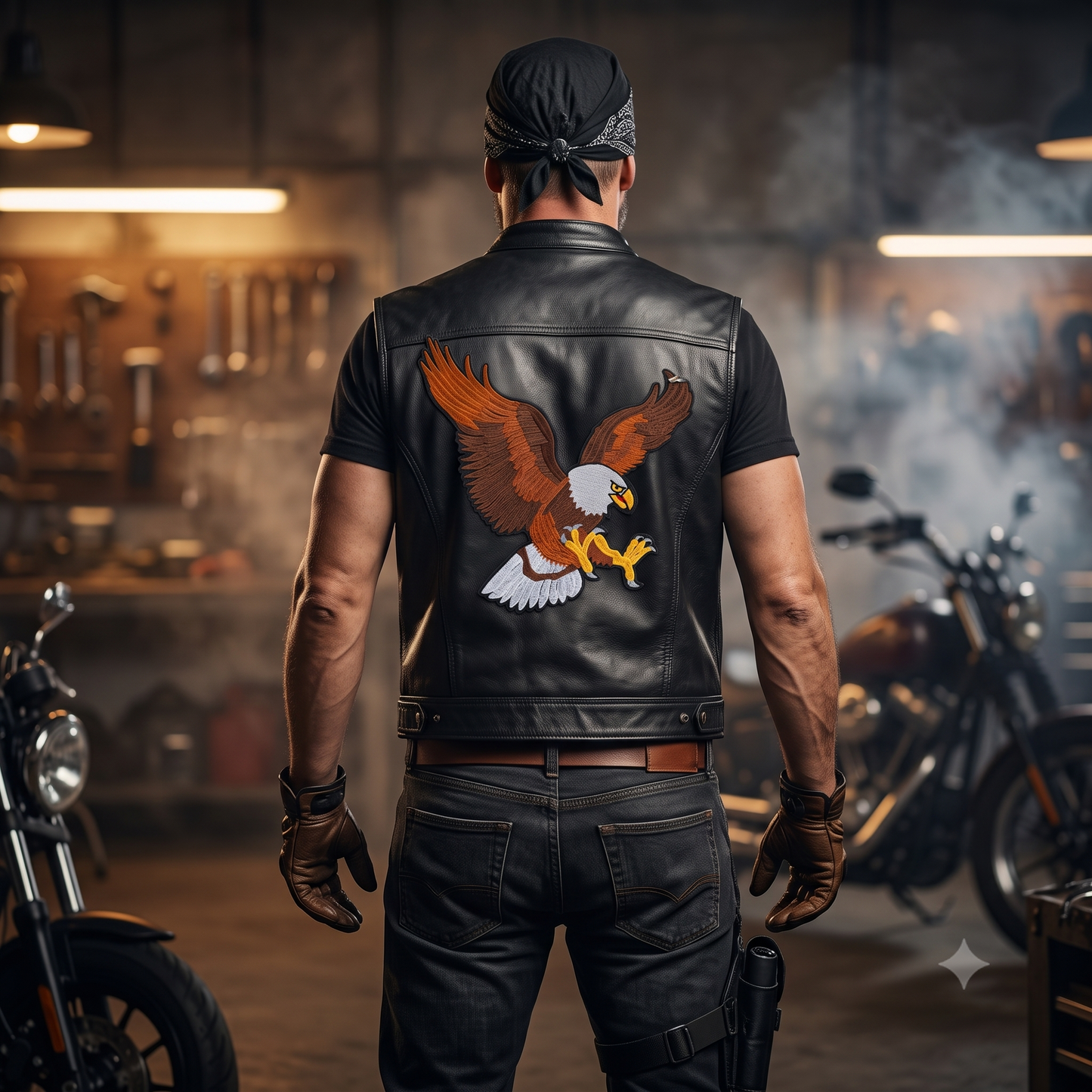 Eagle Back Premium Embroidered Biker Patch | Iron-On & Sew-On | 12.5 × 10.5 Inches