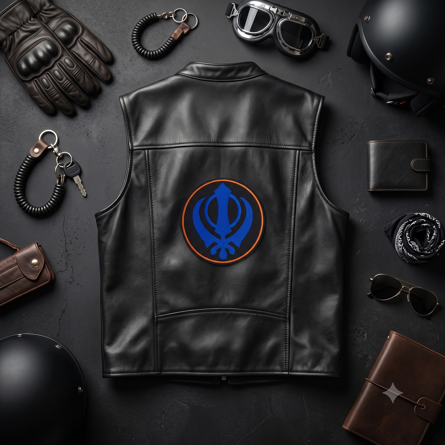 Khanda Big Back Patch Embroidered 8 inches