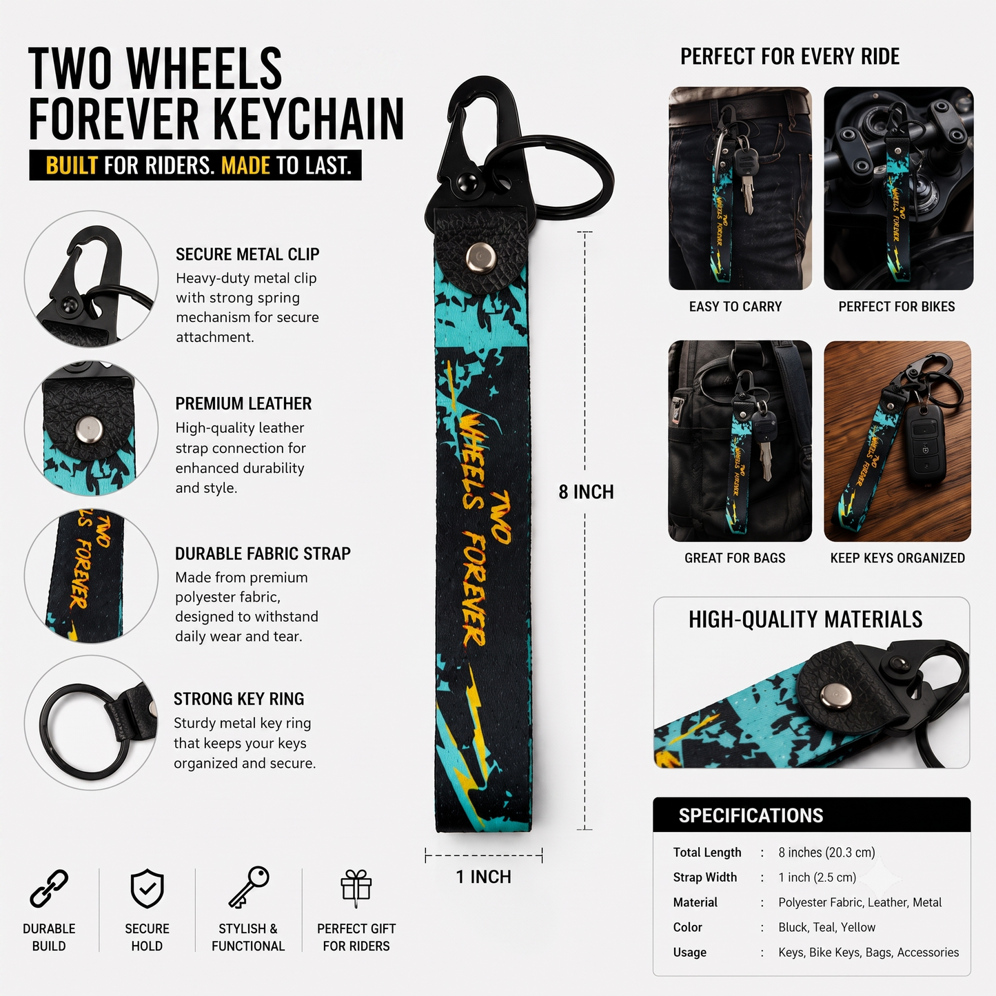 Two Wheels Forever Keychain
