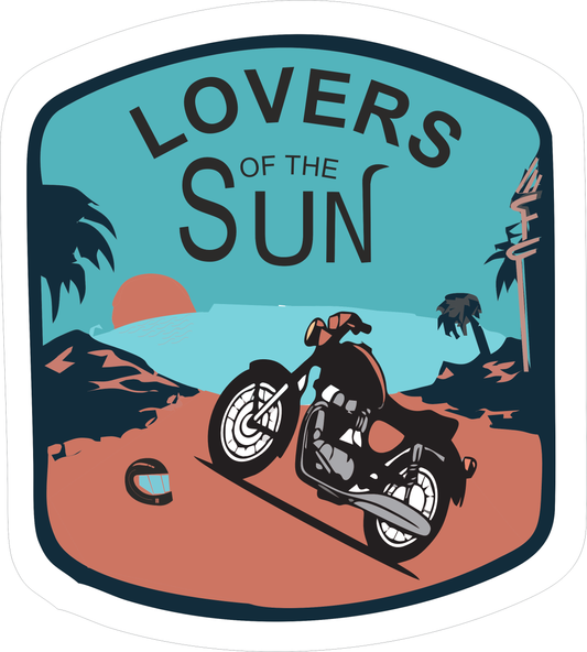 Lovers of the Sun Sticker 2.5 × 2.2 Inches – Motorcycle Adventure Sticker