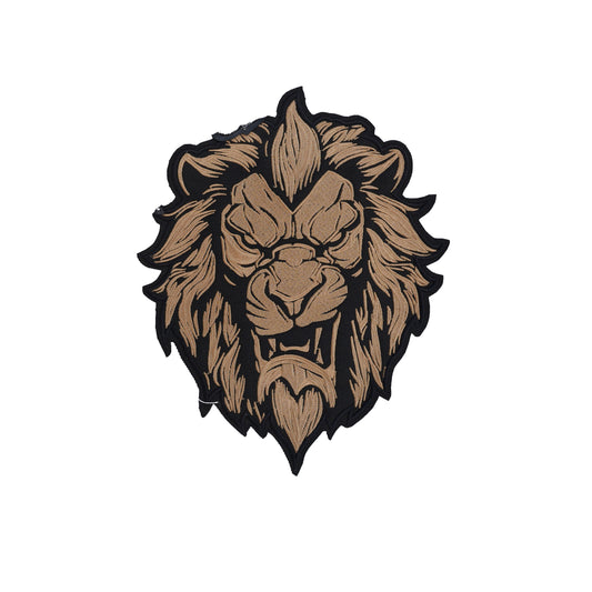 Lion Sand Back Premium Embroidered Patch | Iron-On & Sew-On | 12 × 9 Inches