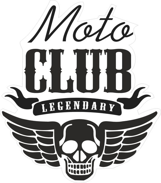 Moto Club Legendary Sticker 2.5 × 2.2 Inches – Motorcycle Rider Sticker