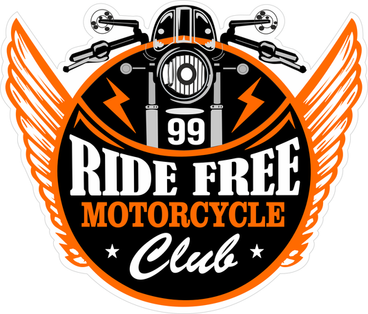 Ride Free Motorcycle Club Sticker 2.1 × 2.5 Inches – Biker Rider Sticker