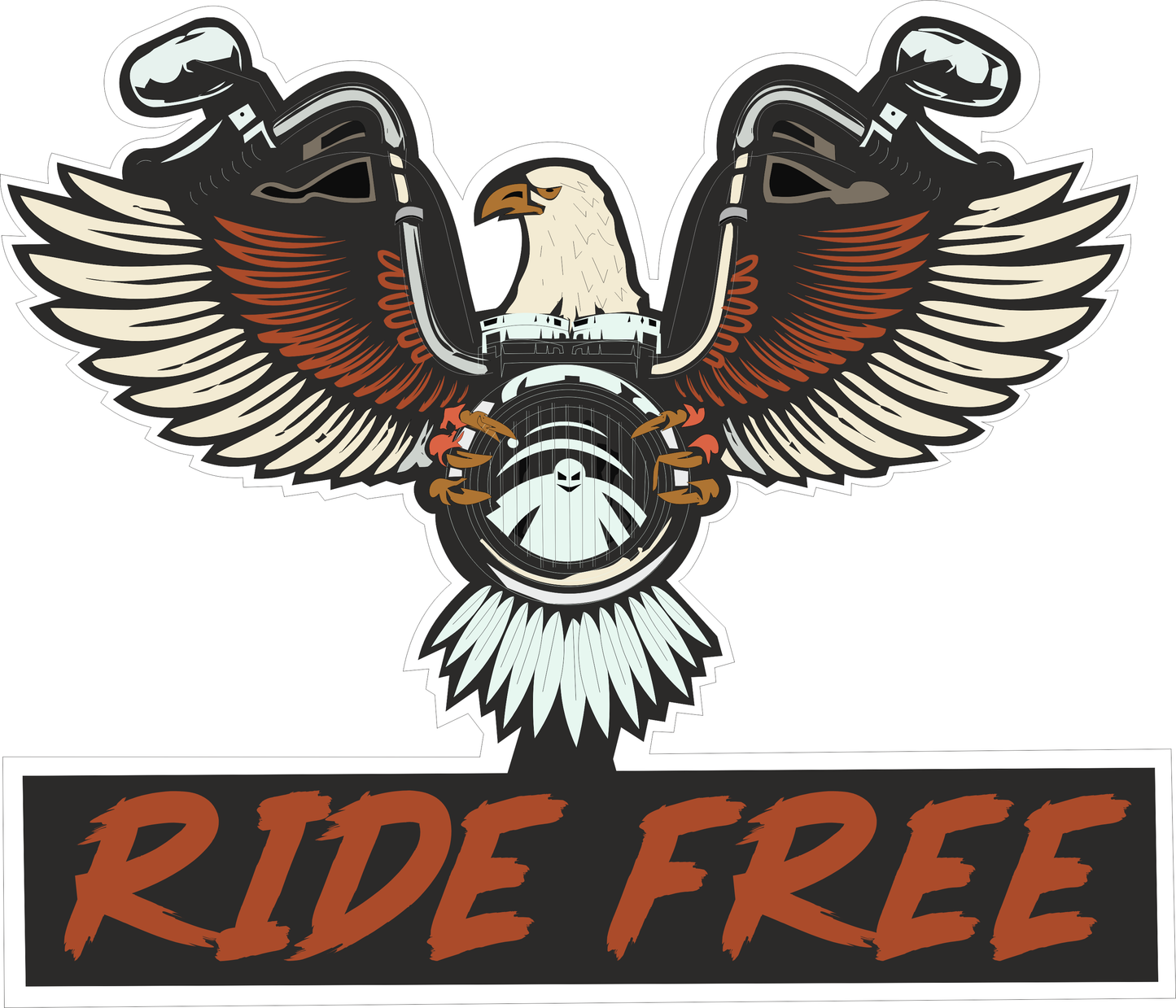 Ride Free Sticker 2.1 × 2.5 Inches – Motorcycle Biker Sticker