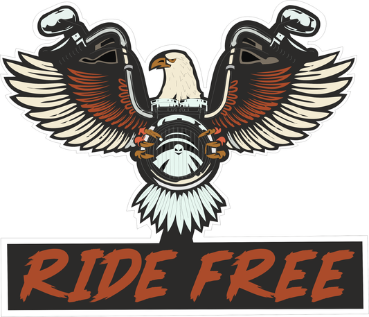 Ride Free Sticker 2.1 × 2.5 Inches – Motorcycle Biker Sticker