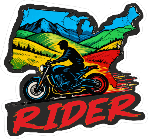 Rider Colorful Sticker 2.1 × 2.5 Inches – Motorcycle Biker Sticker