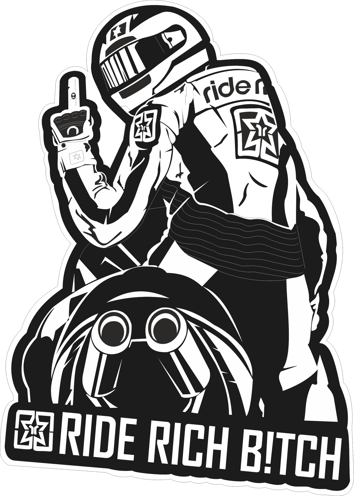 Ride Rich Bitch Sticker 2.5 × 1.7 Inches – Motorcycle Biker Sticker