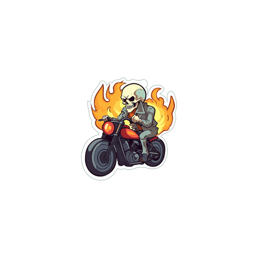 Skeleton Fiery Bike Sticker 2.5 × 2.3 Inches – Motorcycle Biker Sticker