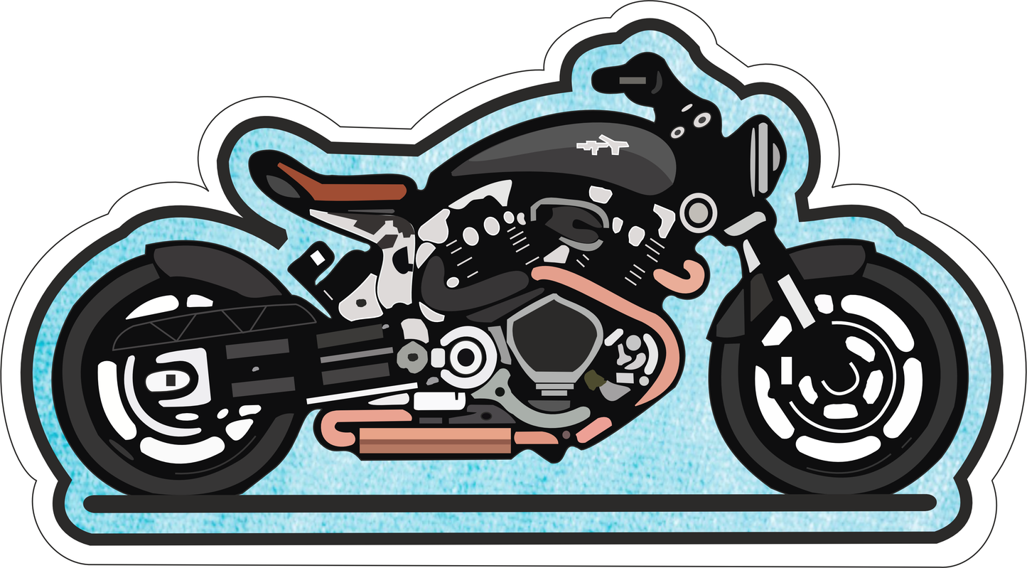 Sky Blue Background Bike Sticker 1.3 × 2.5 Inches
