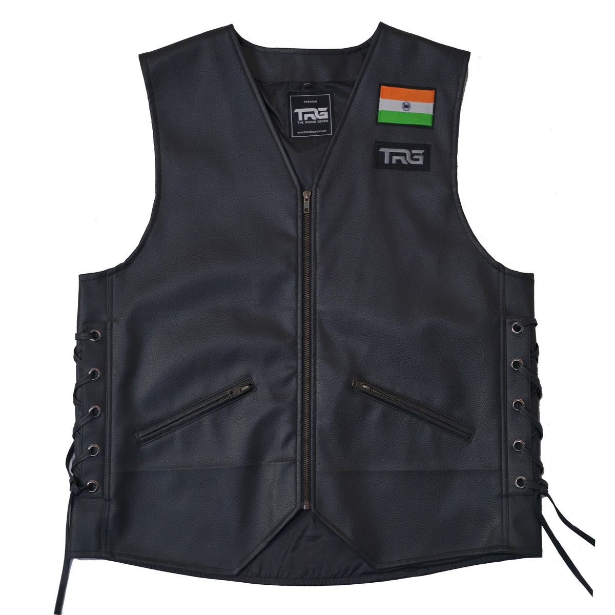 TRG08 Leather Motorcycle Riding Vest – Premium Biker Vest