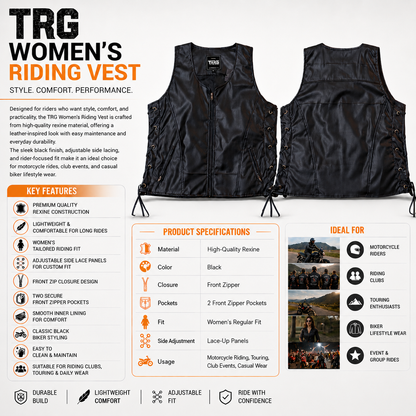 Trg015 Pure Leather Riding Vest Ladies
