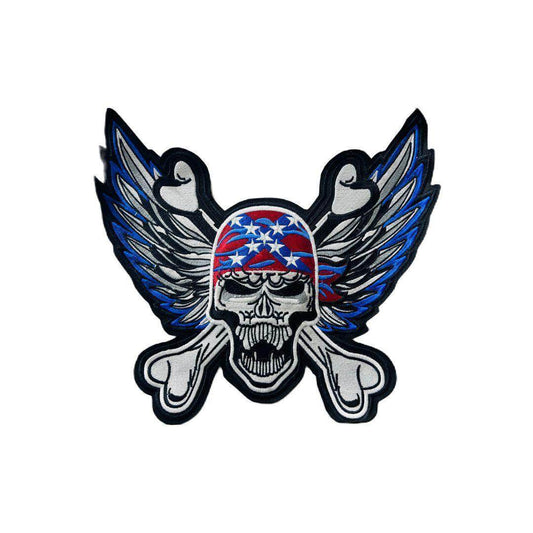 Skul with wings back patch embroidered 10*8 inches - TRG GEARS