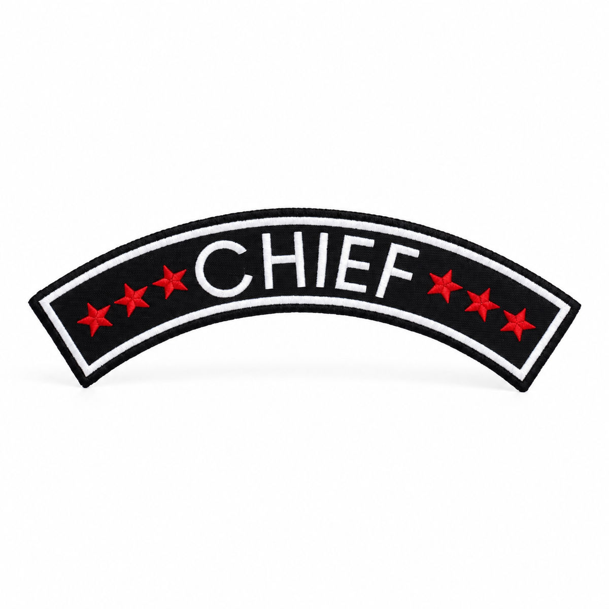 Chief Star embroidered designation patch in black, white and red on a clean white background by TRG Gears