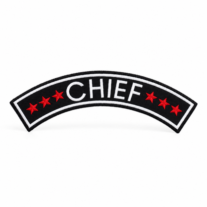 Chief Star embroidered designation patch in black, white and red on a clean white background by TRG Gears