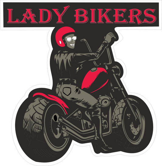 Lady Biker Sticker 2.5 × 2.4 Inches – Women’s Motorcycle Rider Sticker