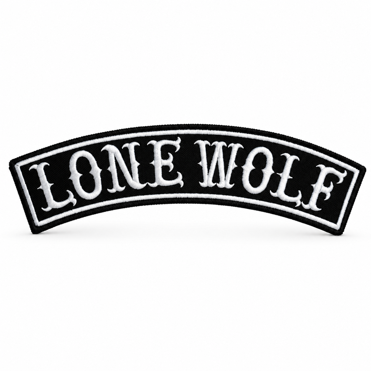 Lone Wolf black and white embroidered biker patch by TRG Gears