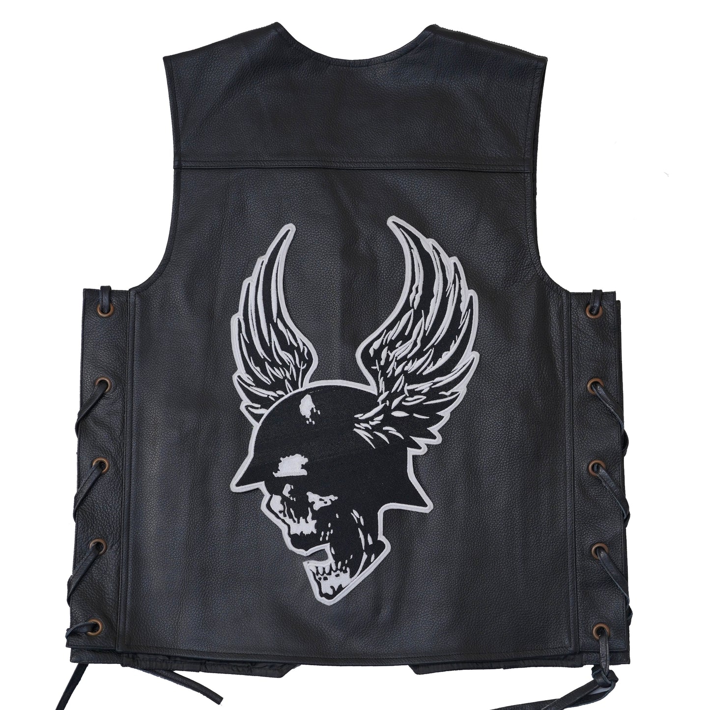 Skeleton Face With Feather Back Patch Embroidered 11 inches
