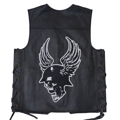 Skeleton Face With Feather Back Patch Embroidered 11 inches