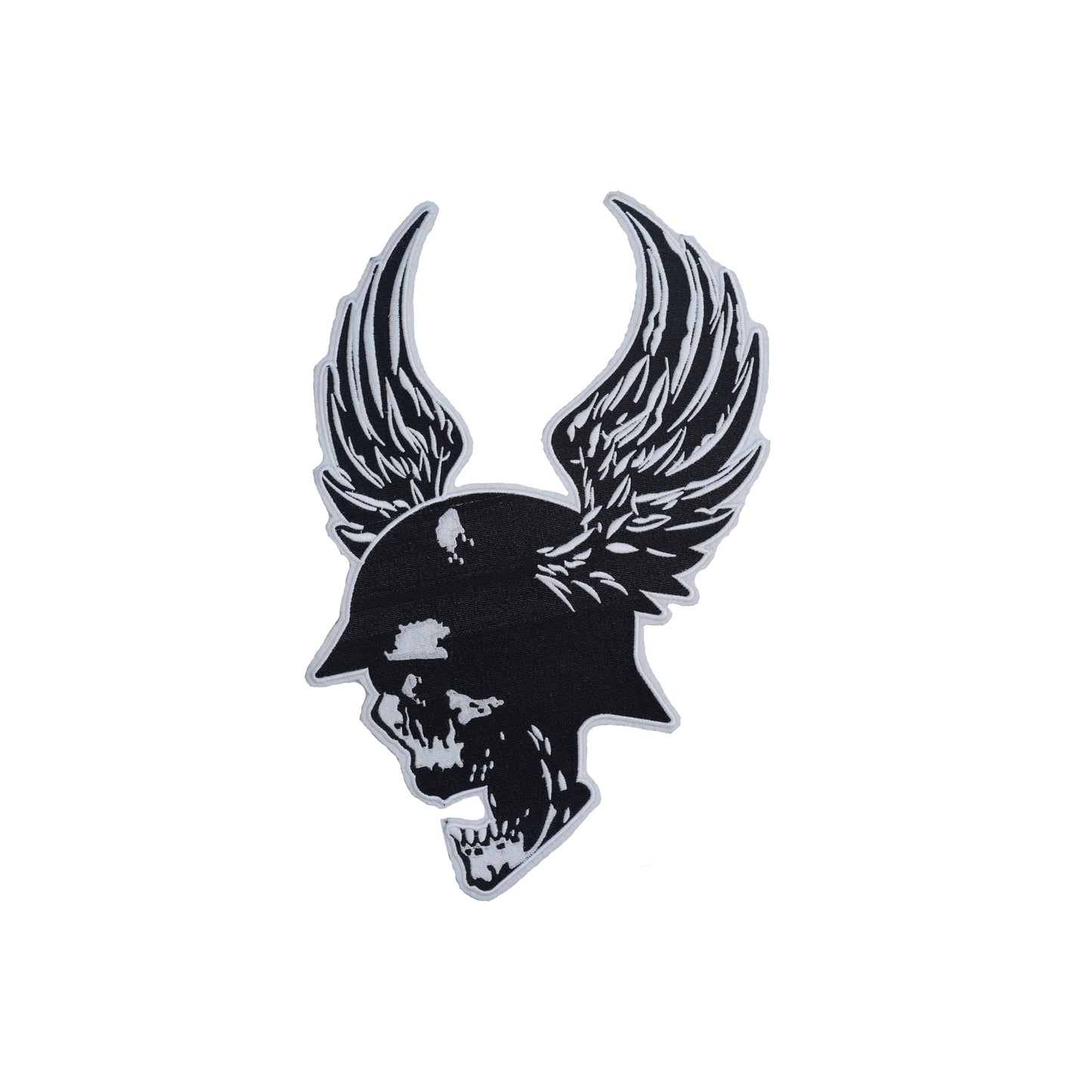 Skeleton Face With Feather Back Patch Embroidered 11 inches