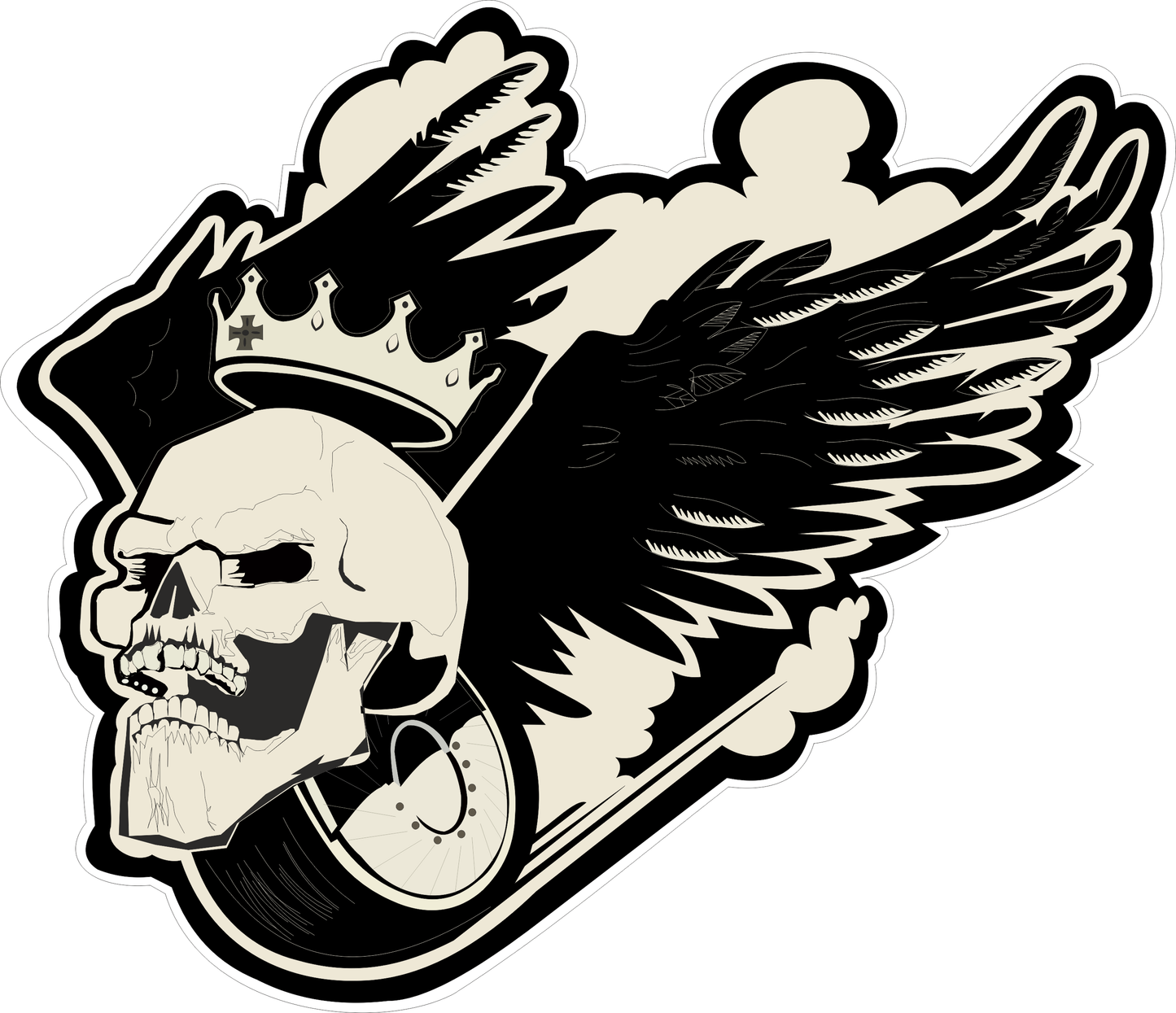 Skeleton Wings Sticker 2.1 × 2.5 Inches – Motorcycle Biker Sticker