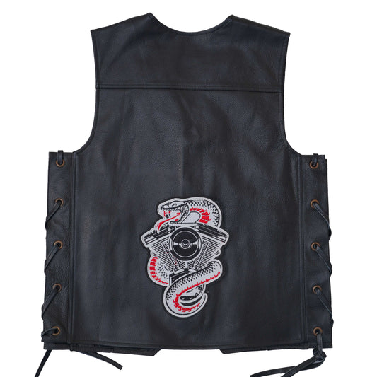Snake Logo Back Premium Embroidered Patch | Iron-On & Sew-On | 9 × 6.5 Inches