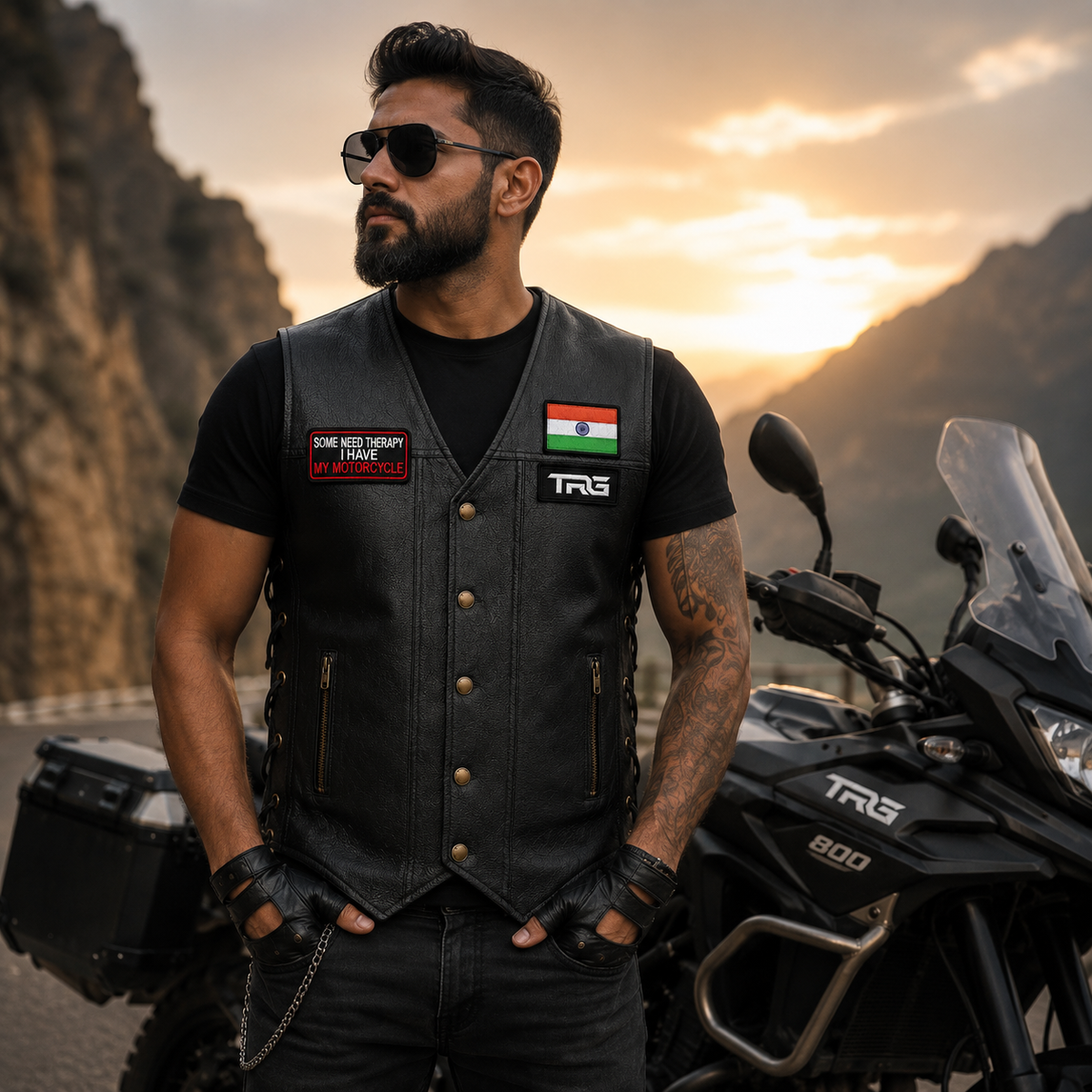 Some Need Therapy I Have My Motorcycle Biker Patch worn by motorcycle rider on black vest